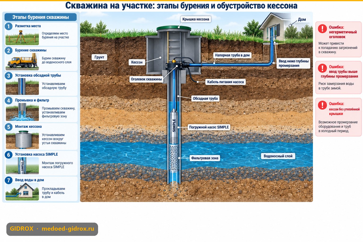Скважина на участке: этапы бурения и обустройство кессона