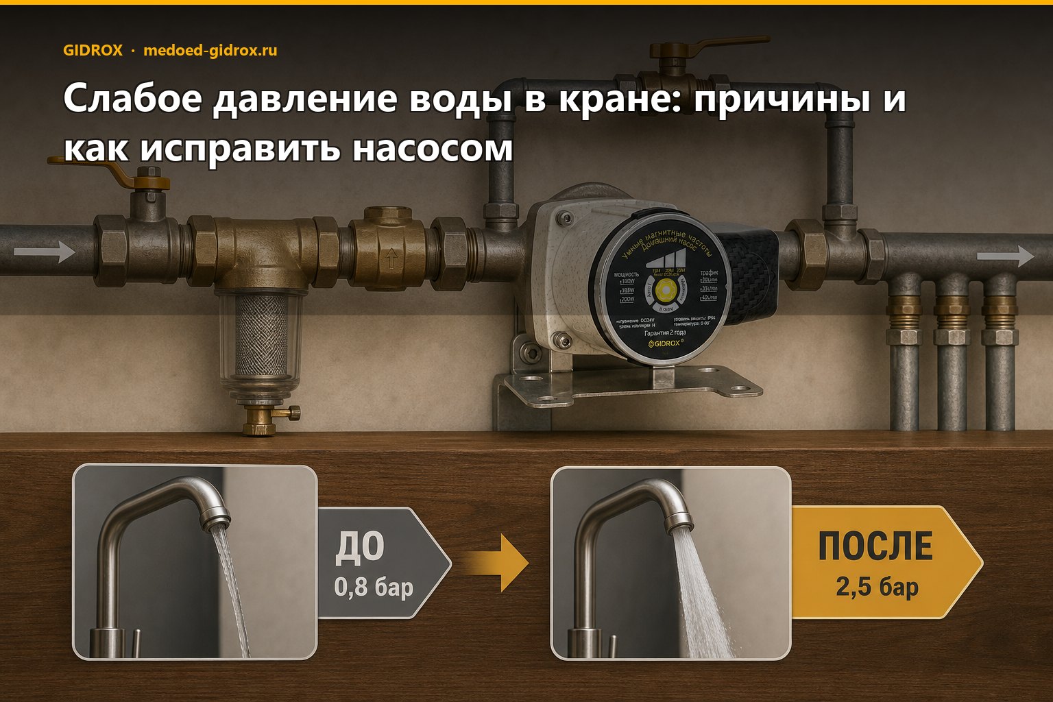 Слабое давление воды в кране: причины и как исправить насосом