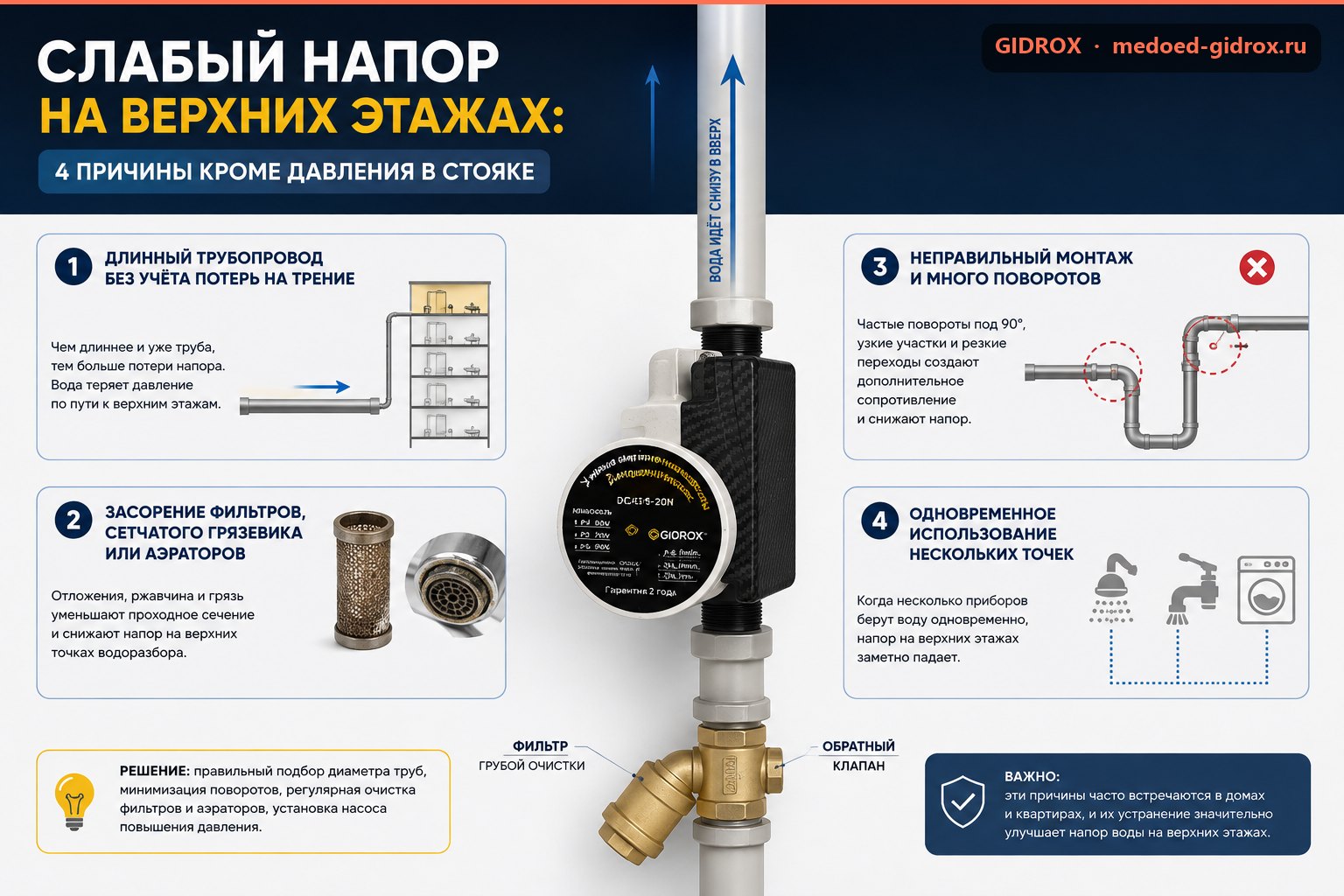 Слабый напор на верхних этажах: 4 причины кроме давления в стояке