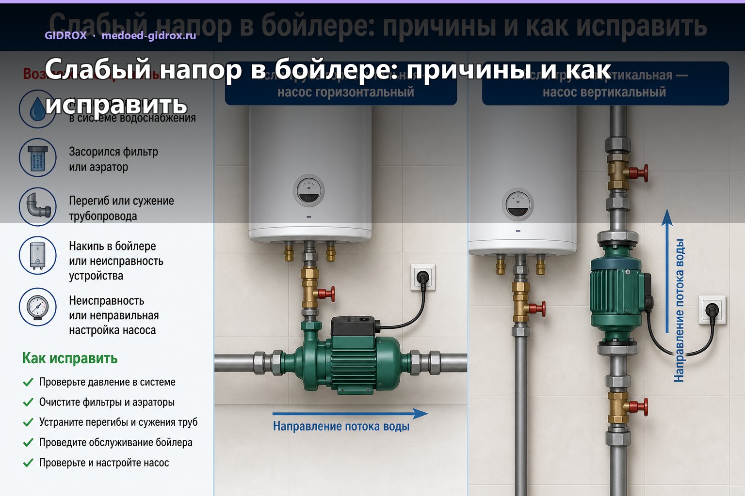 Слабый напор в бойлере: причины и как исправить