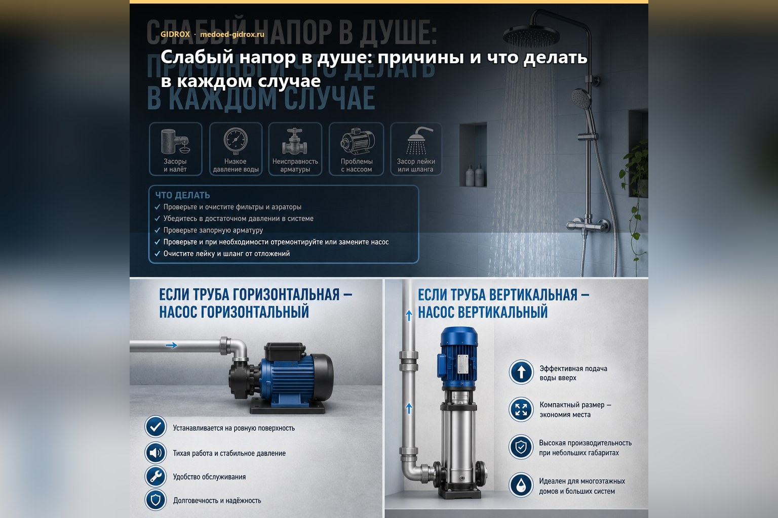 Слабый напор в душе: причины и что делать в каждом случае