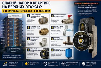 Слабый напор в квартире на верхних этажах: 8 причин, которые вы не проверили
