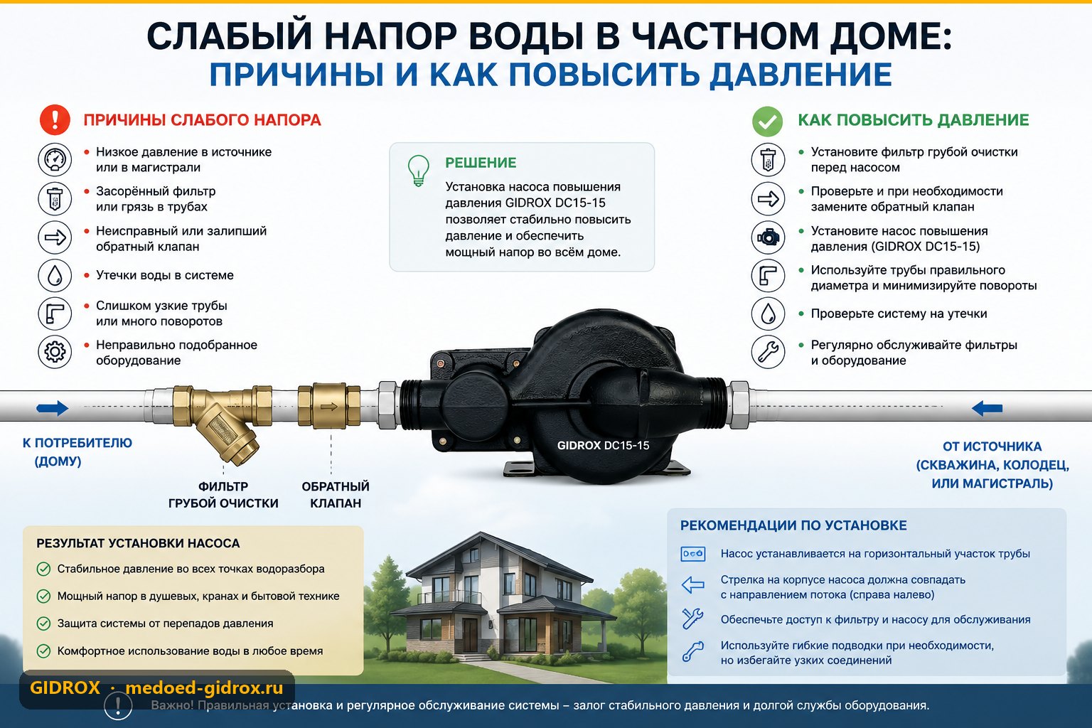 Слабый напор воды в частном доме: причины и как повысить давление
