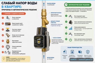Слабый напор воды в квартире: причины и автоматическое решение