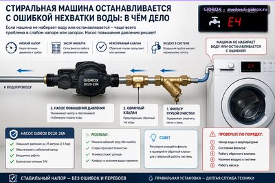 Стиральная машина останавливается с ошибкой нехватки воды: в чём дело