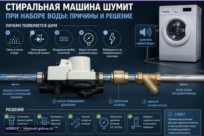 Стиральная машина шумит при наборе воды: причины и решение