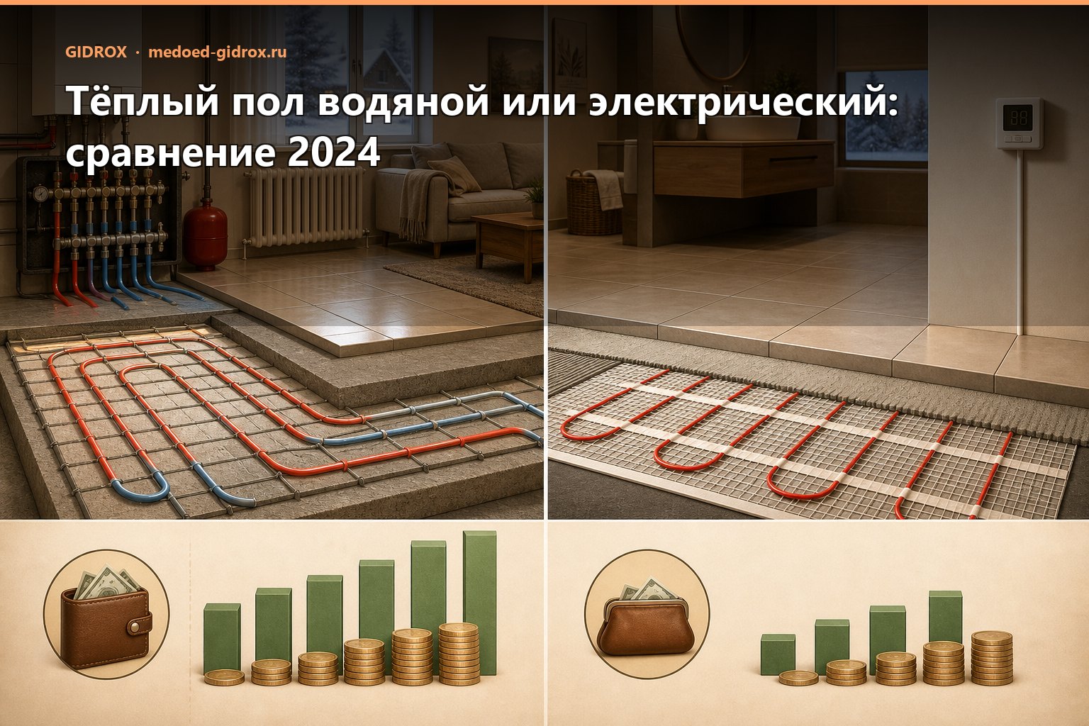 Тёплый пол водяной или электрический: сравнение 2024