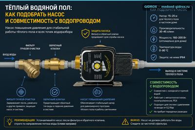 Тёплый водяной пол: как подобрать насос и совместимость с водопроводом