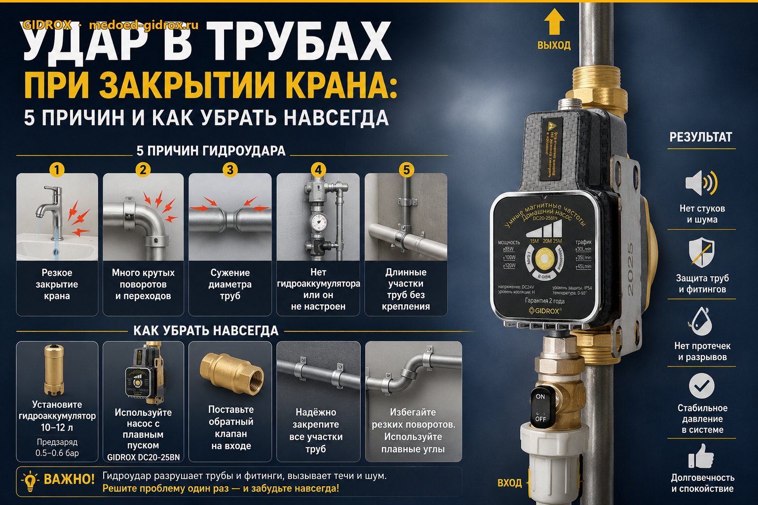 Удар в трубах при закрытии крана: 5 причин и как убрать навсегда