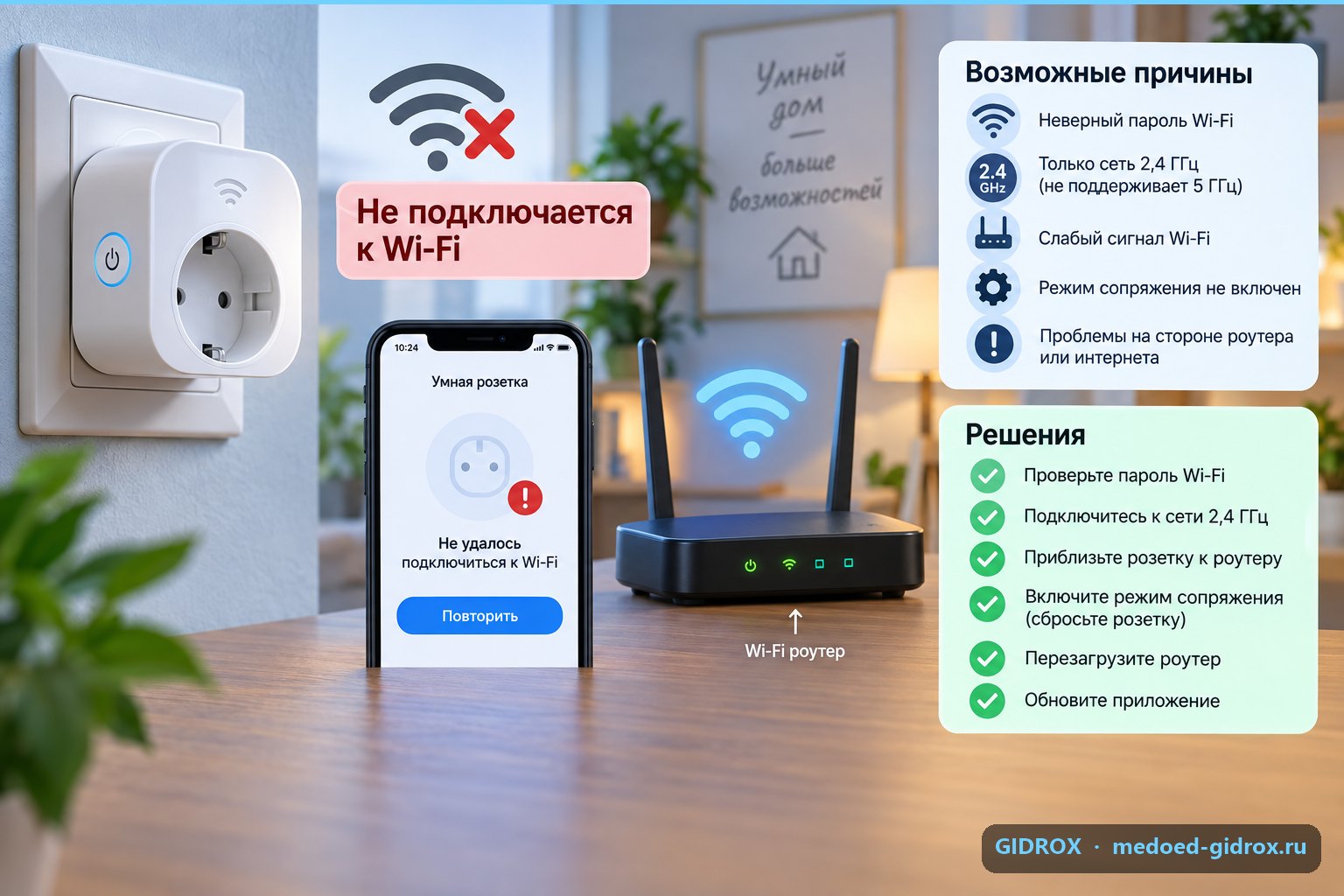 Умная розетка не подключается к Wi-Fi: причины и решение
