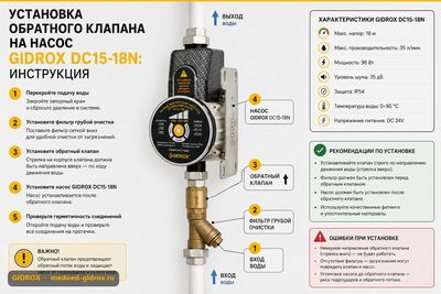 Установка обратного клапана на насос GIDROX DC15-18N: инструкция