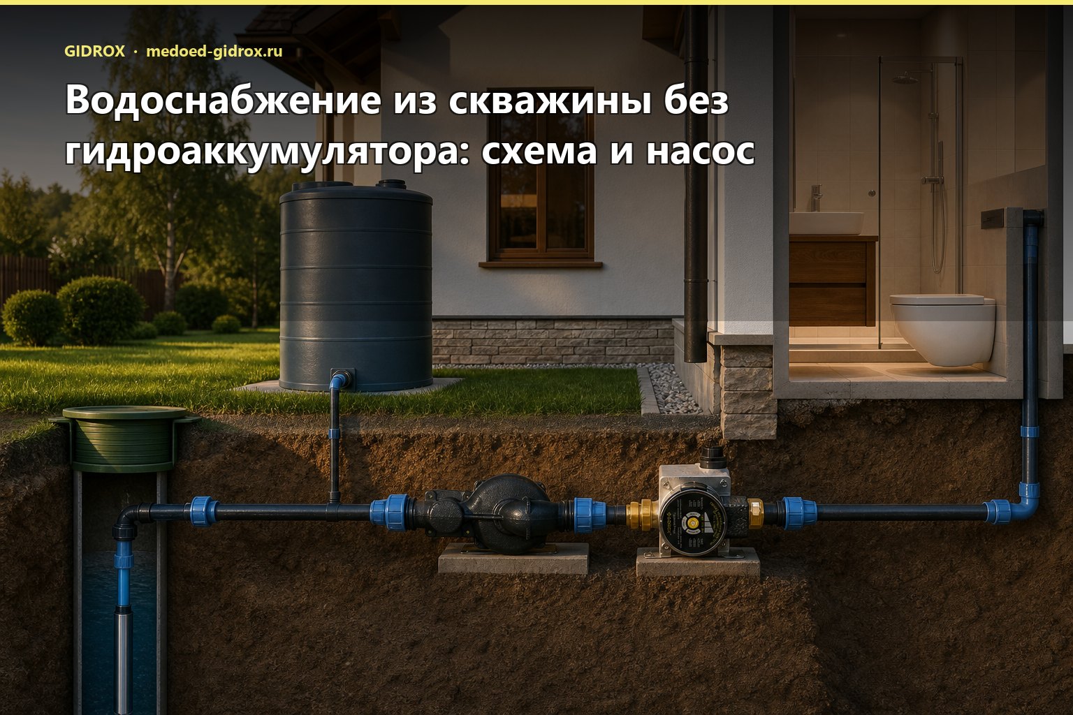 Водоснабжение из скважины без гидроаккумулятора: схема и насос