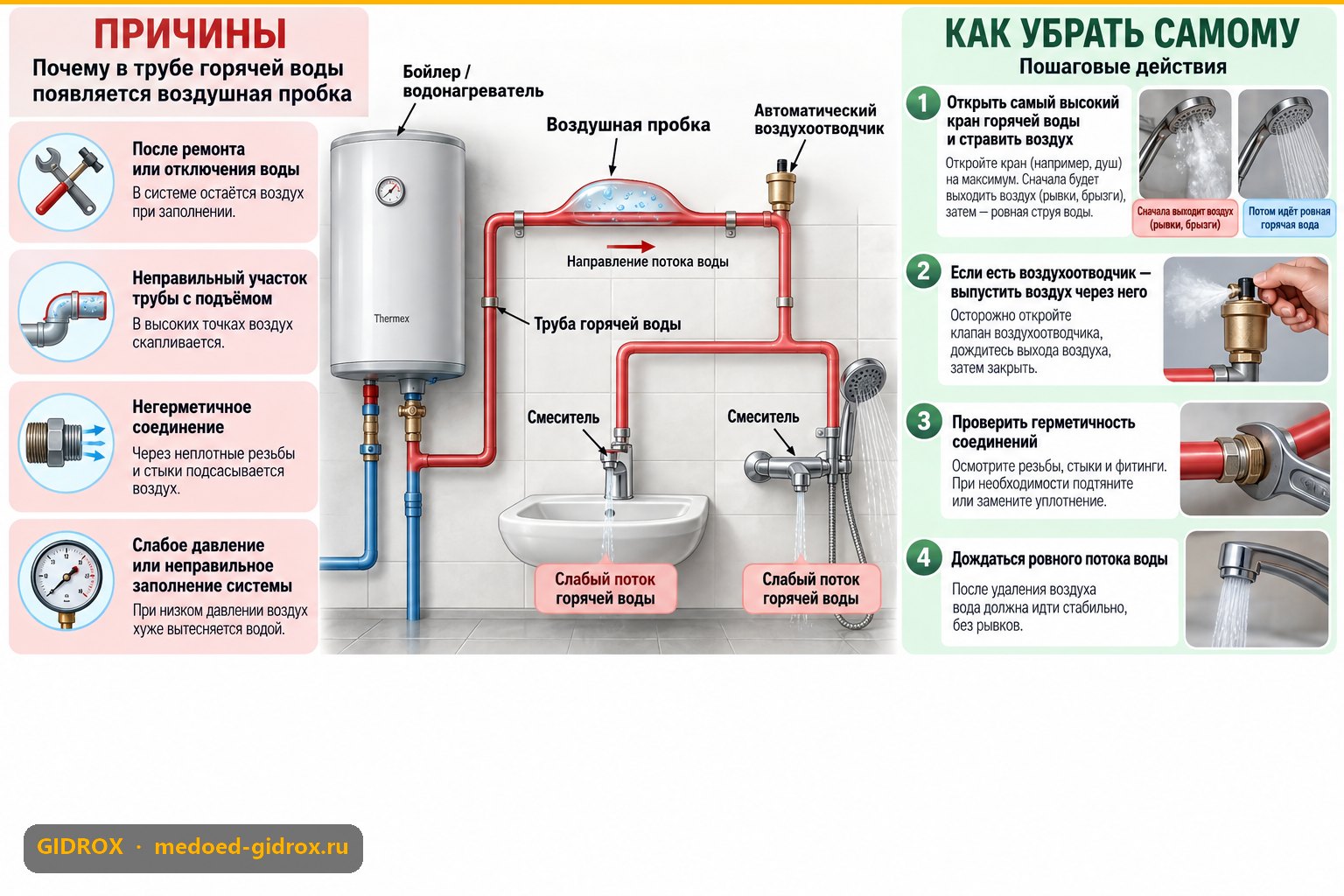 Воздушная пробка в трубе горячей воды: причины и как убрать самому