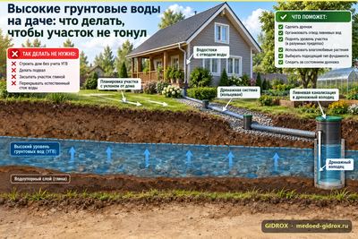 Высокие грунтовые воды на даче: что делать, чтобы участок не тонул