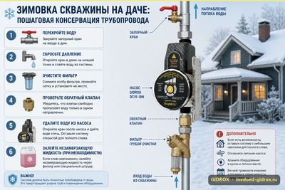 Зимовка скважины на даче: пошаговая консервация трубопровода
