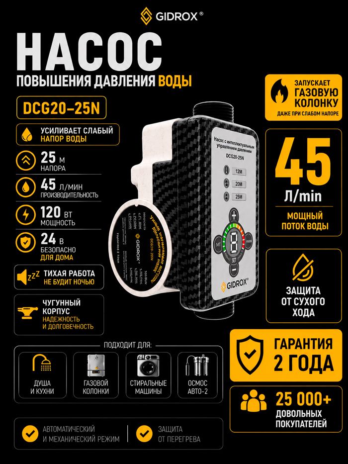 Насос для повышения давления воды GIDROX DCG20-25N